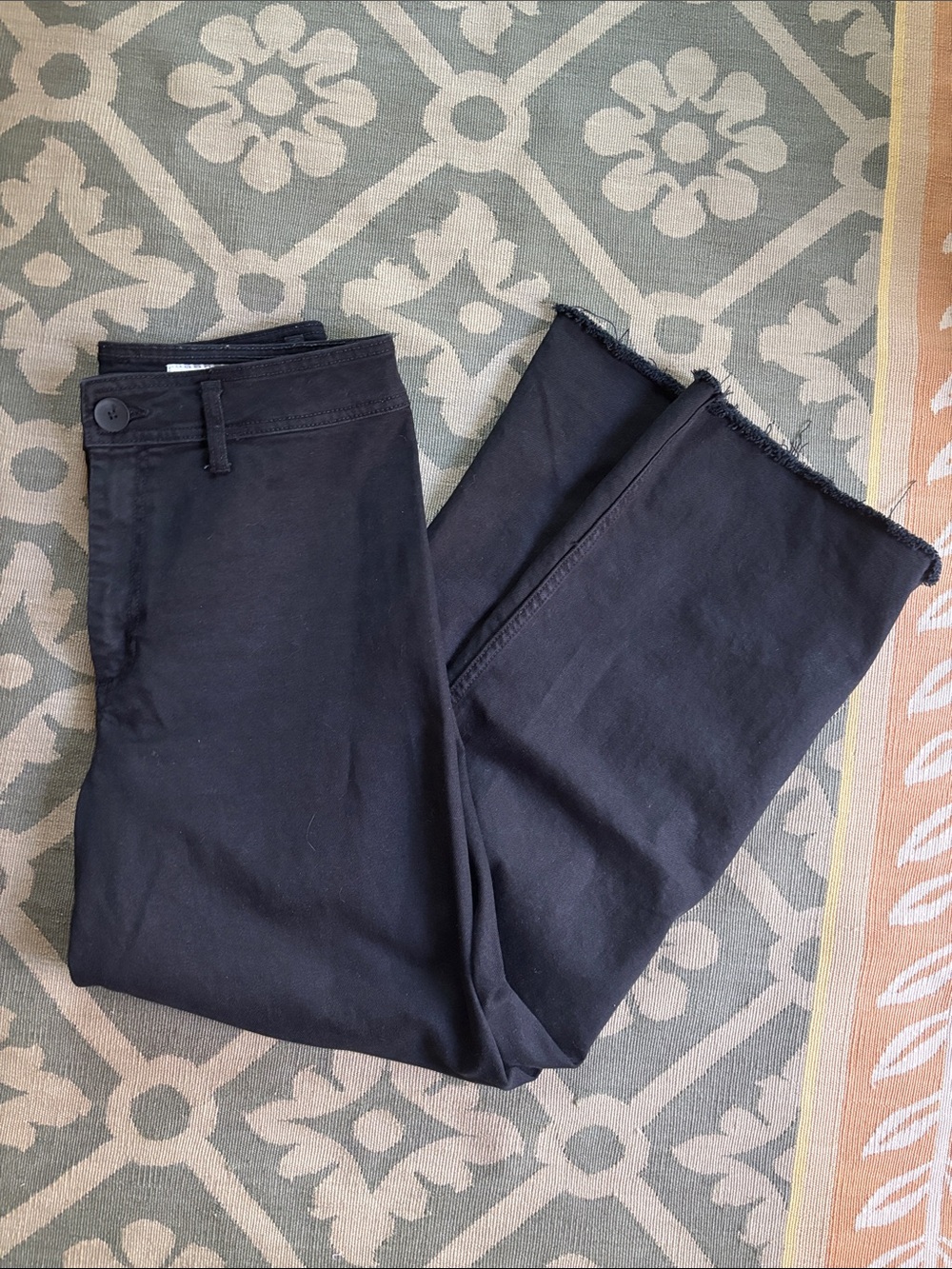 Zara Black marine Wide-Leg Jeans with Frayed Hem